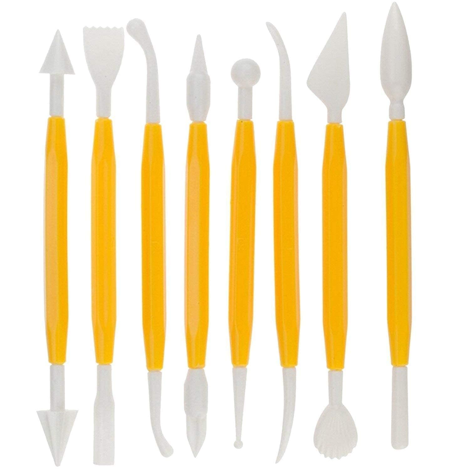 ARTISTERY Plastic Ceramic Pottery Tools Set of 8, Double Heads Clay Modelling, Sculpting, Shaping, Fondant Cake Decorating, Polymer Tools for Art & Craft Supplies for Kids, Artist (Random Color)