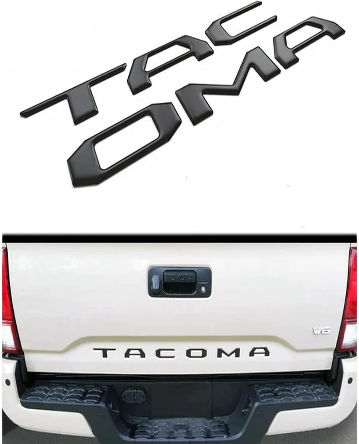 Tailgate Letter Inserts for Toyota Tacoma 2016–2023 | 3D Raised ABS Emblem Overlay Set | Easy Peel-and-Stick Installation | Exterior Tailgate Badge Decals (USA Flag)