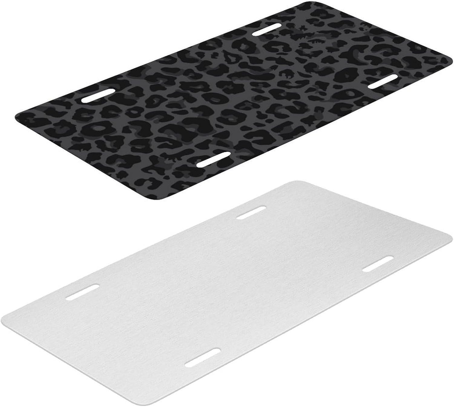 Black Leopard License Plate, Black Front Decorative License Plates with 4 Holes, Aluminum Vanity Tag, Waterproof Rustproof Front Car Plate, Universal Fit Auto Accessory for Men Women, 6x12 Inch