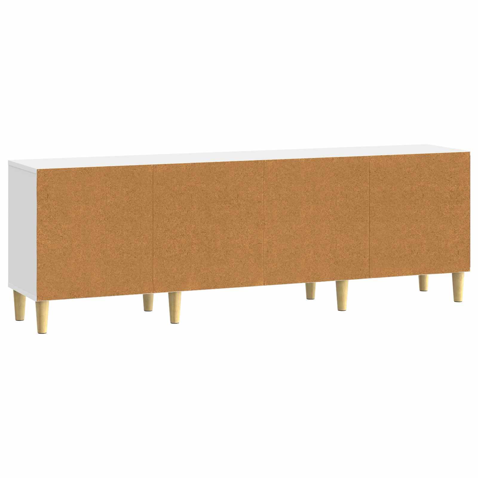 TV-Schränk Hochglanz Weiß aus Holzwerkstoff 150 x 31 x 50 cm mit 2 Schwenktüren und Brettregal, vielseitiger Fernsehtisch für Wohnzimmer, Stauraum für Mediengeräte und Gaming Zubehör