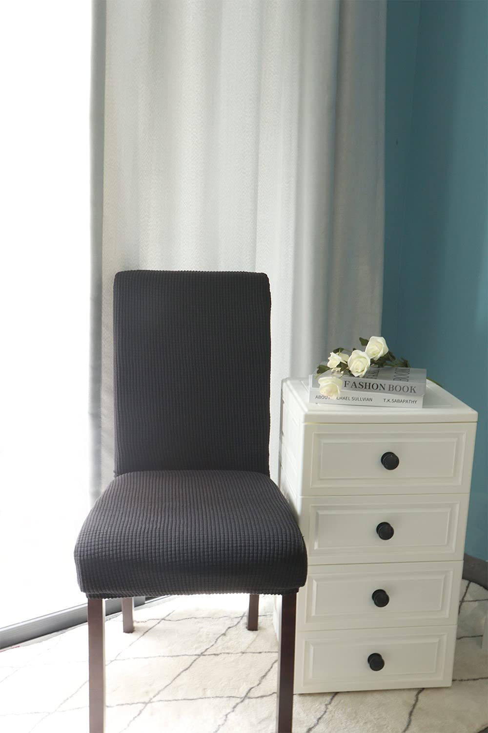 Leeyunbee 6 Pièces Housse de Chaise Moderne élastique, Amovible Lavable Extensible Housses de Chaise de Salle à Manger, Couverture de Chaise pour Décor Salle à Manger, Hôtel et Mariage (Beige