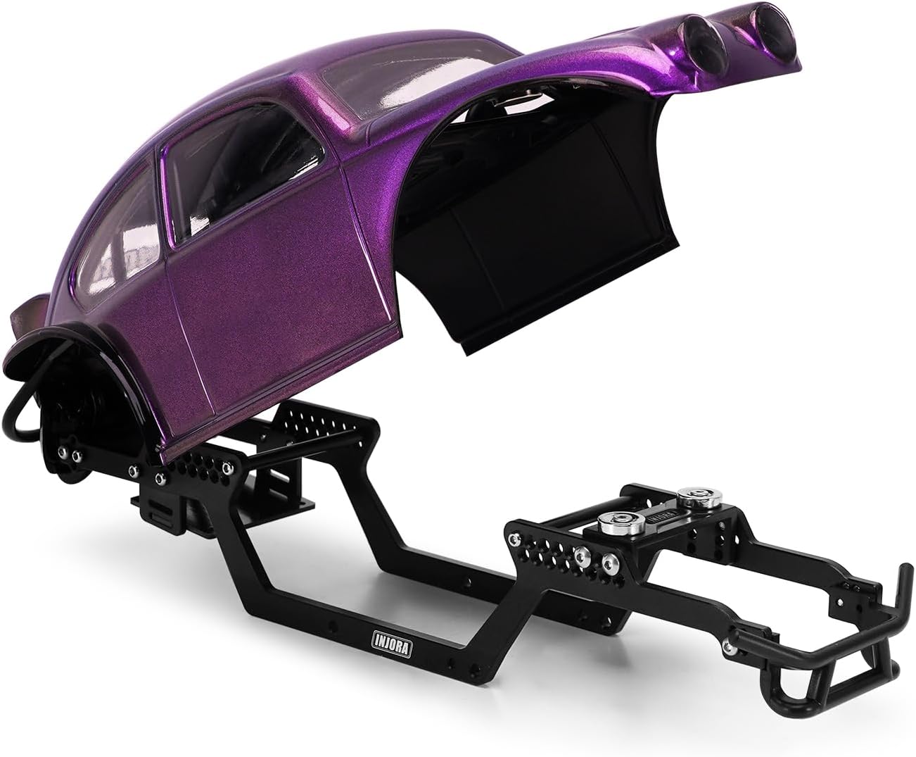 INJORA BUG18 Body with LCG Aluminum Universal Chassis for 1/18 RC Crawler TRX4M Upgrade(Purple)