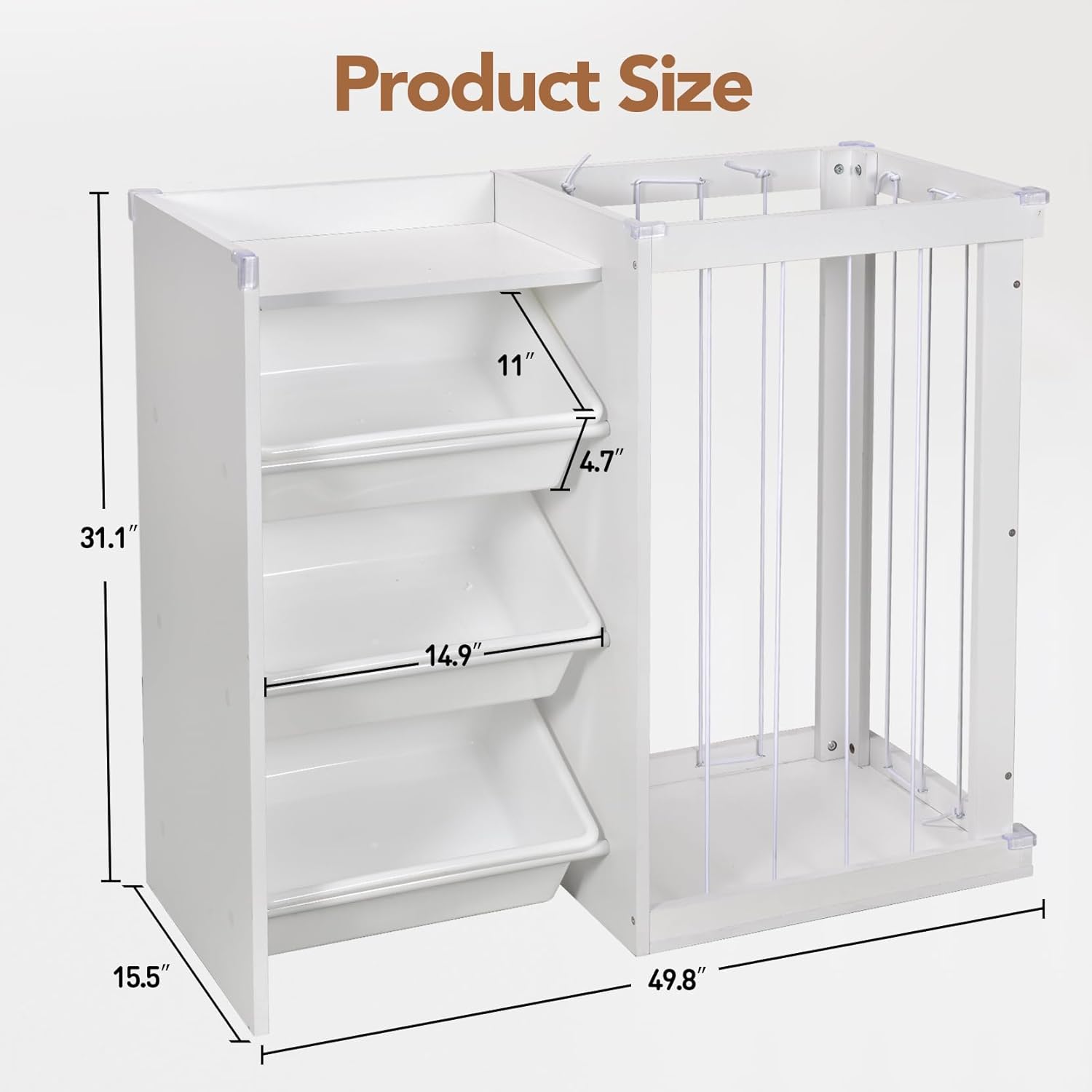 Kids Bookshelf and Toy Storage,3-Tier Kids Bookshelf and Toy Organizer with Stuffed Animal Storage, Wooden Book Rack and Toy Shelf for Bedroom and Playroom