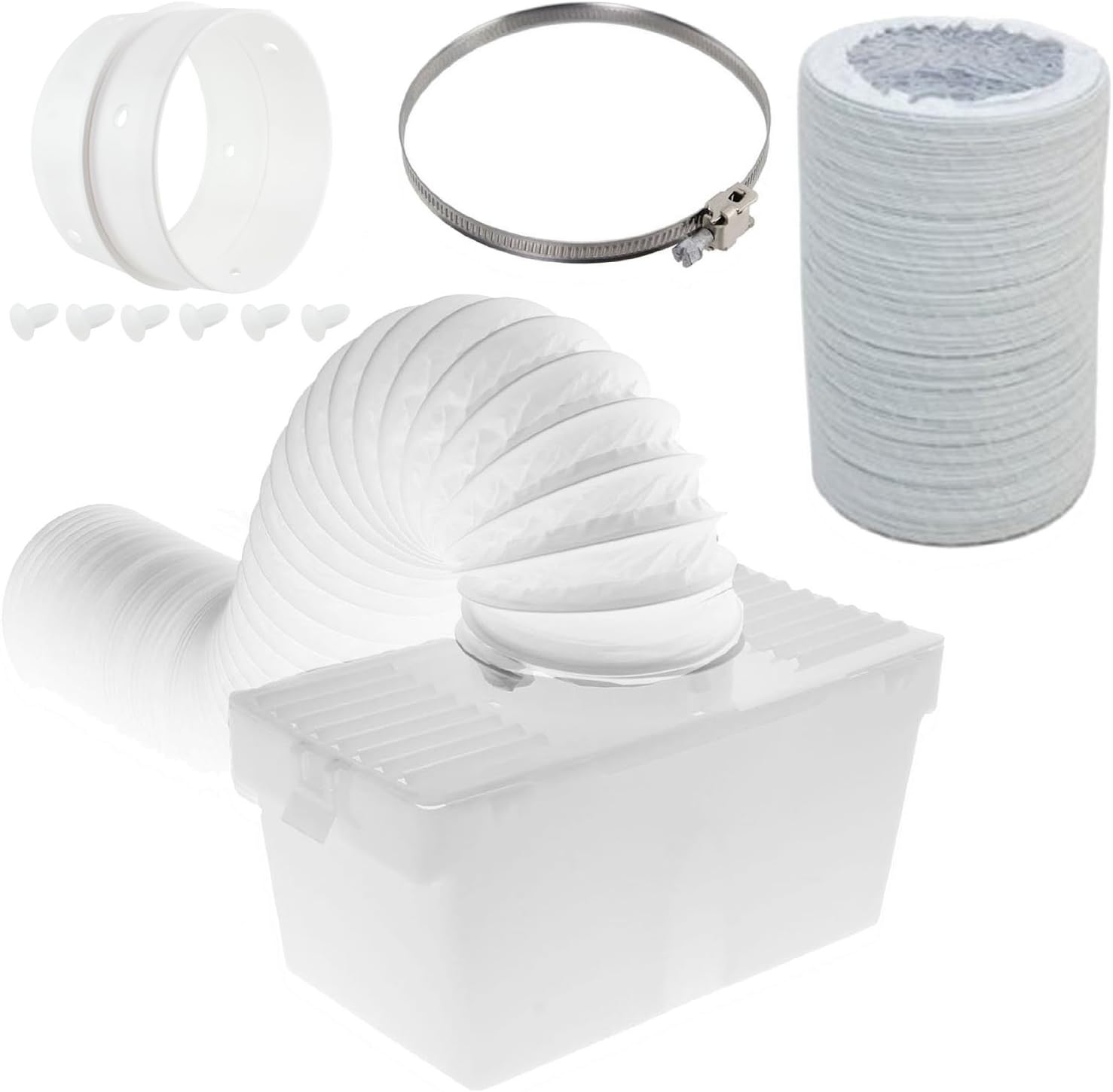 SPARES2GO Condenser Vent Box & Extra Long Hose Kit Compatible with