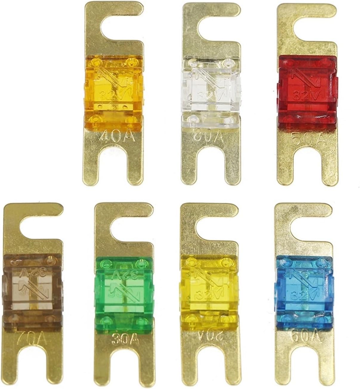 Stud Car Fuses Mini Car Stereo AudioFuse 20-80A 100A 125A 150A 32V Auto Fuse Fuses Hot 5Pcs(60A)