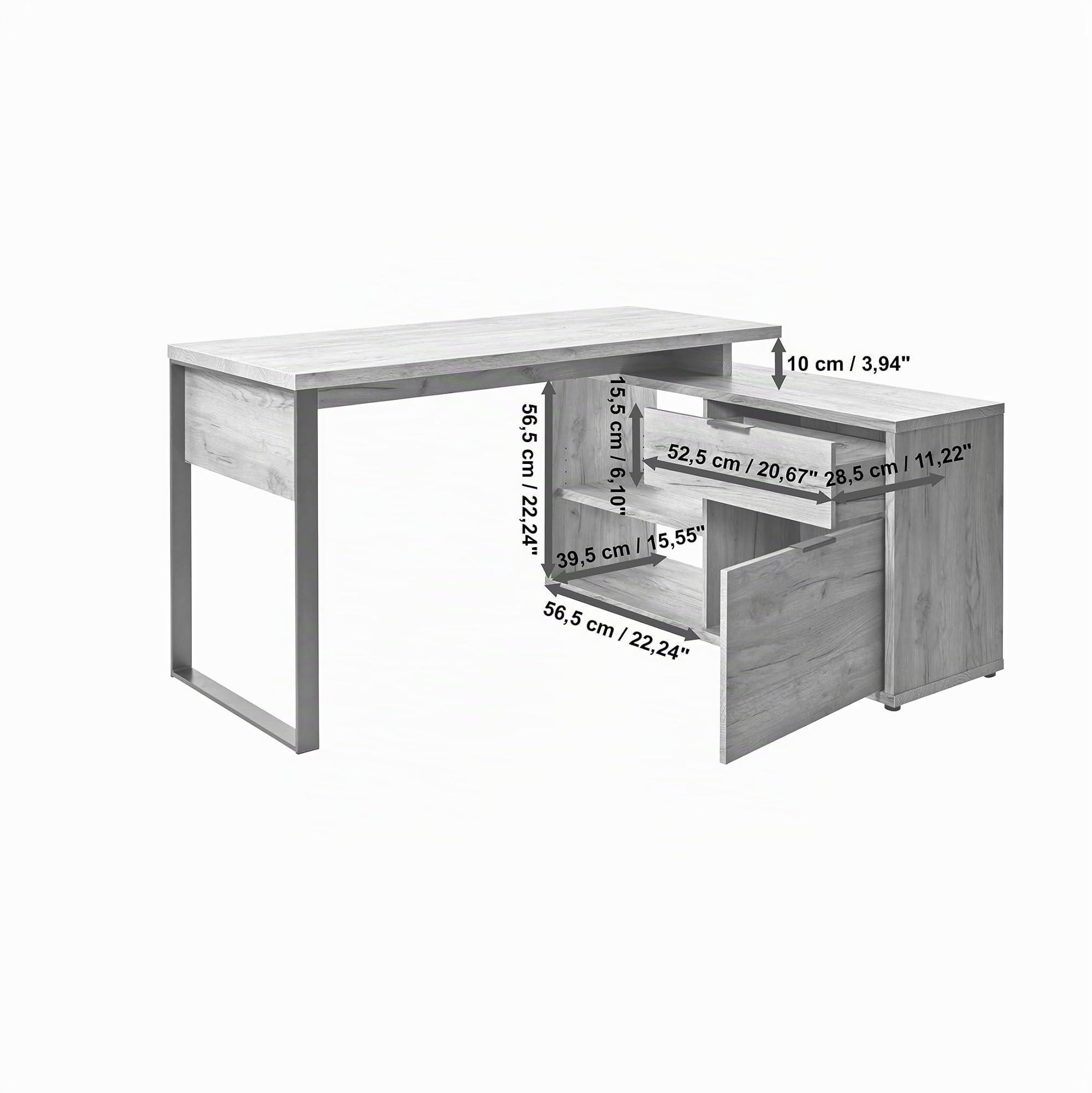 Jahnke Eckschreibtisch Loop C 150 E Kerneiche/Anthrazit