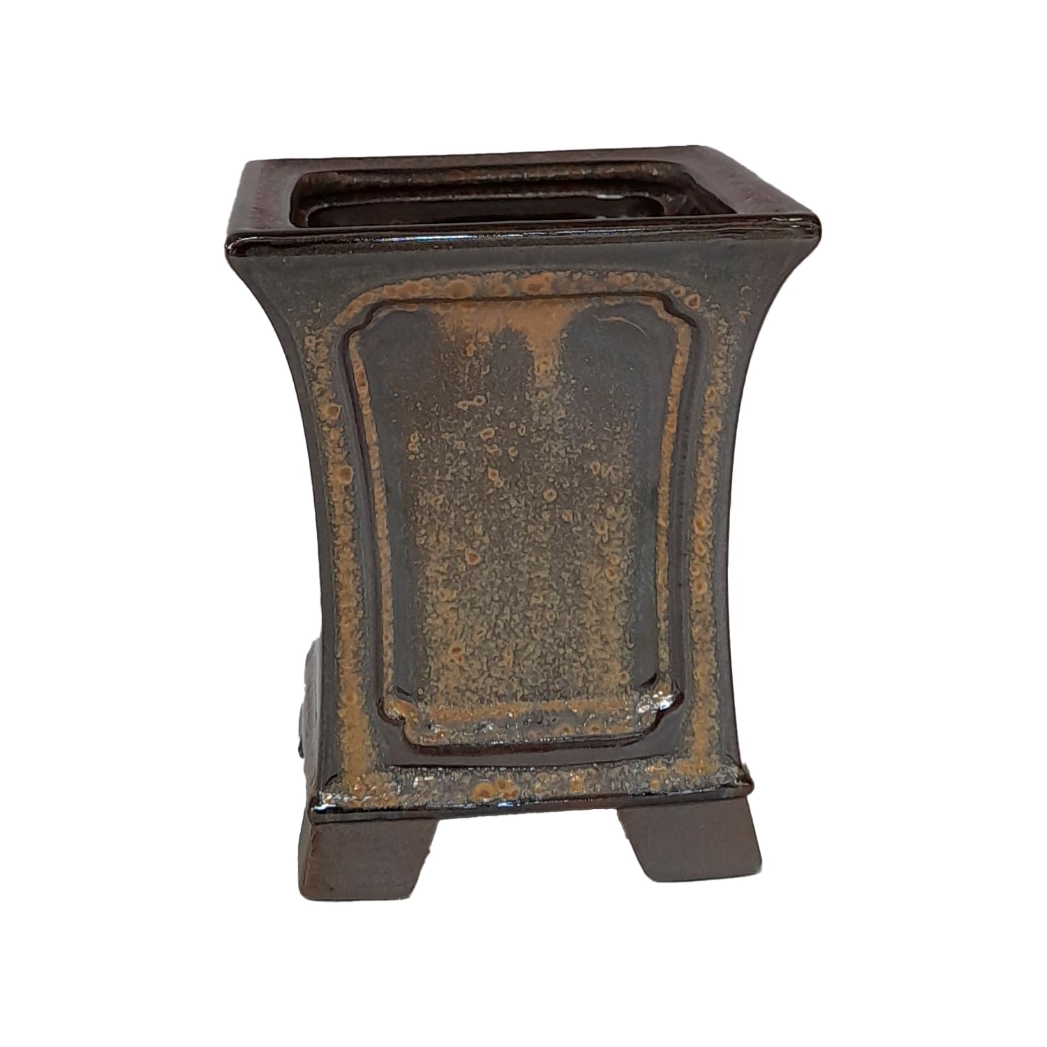 Maceta Bonsai Ceramica Estilo Cascada 8x8x9 cm | Macetero Bonsai Hecho en Japón | Maceta para Bonsai con Agujero de Drenaje | Tiesto Ceramica Bonsai | Árbol no Incluido