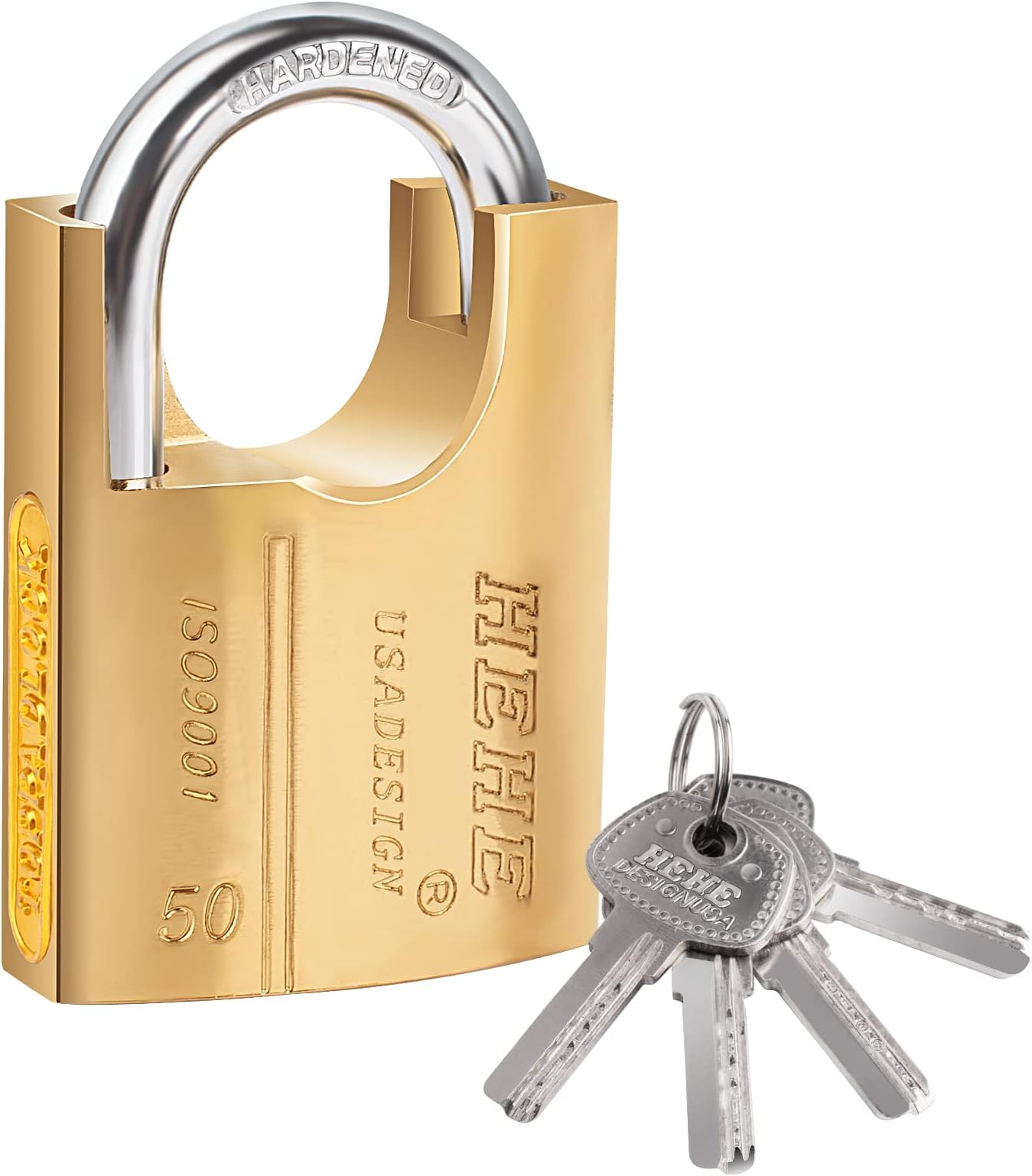 Sécurité Garage Valise Cadenas à Clé Haute Sécurité - Acier Trempé - 4 Clés Incluses - Pour Casier, Valise, Garage - 47mm Cylindre Laiton 6 Goupilles