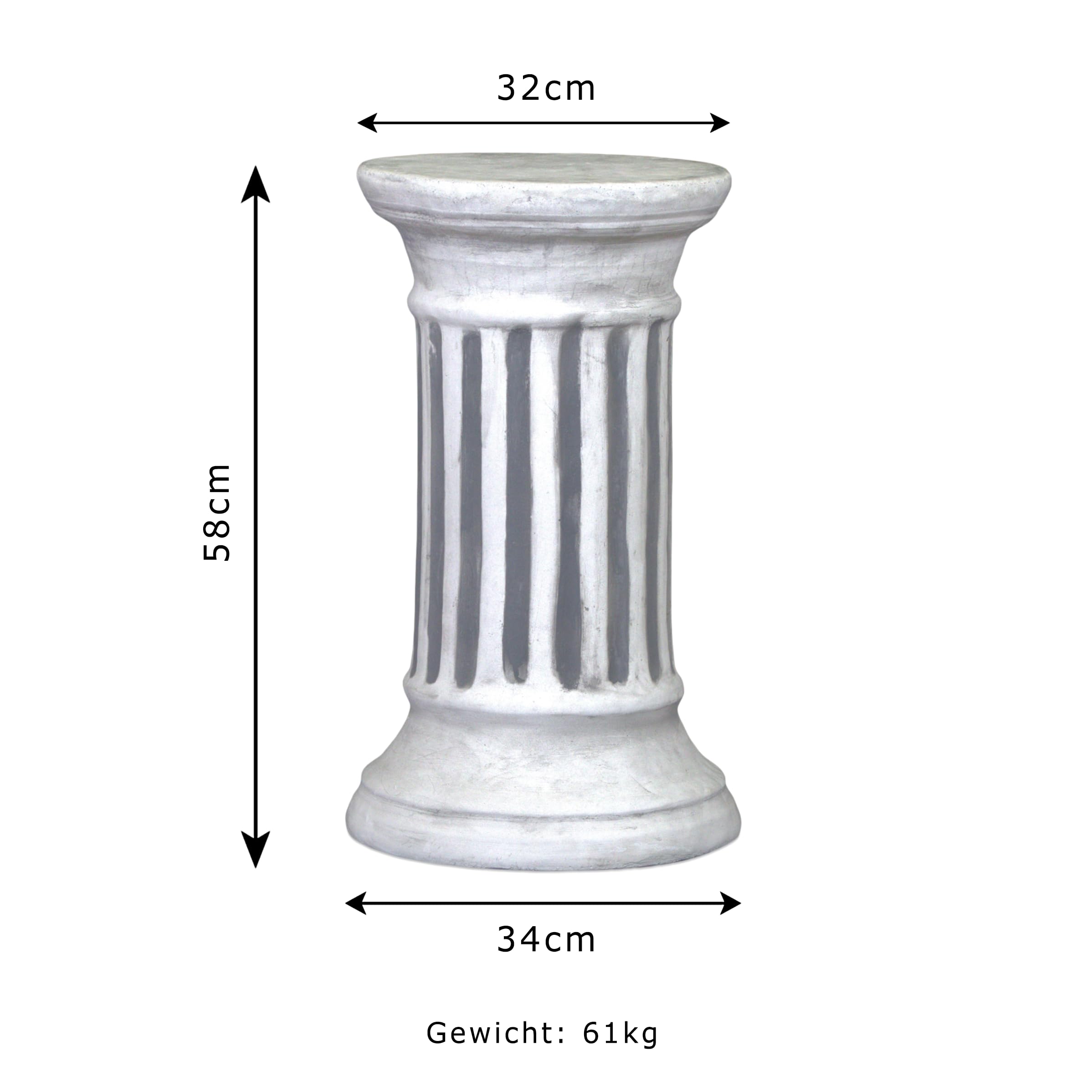 gartendekoparadies.de Elegante colonna, grande colonna massiccia, rotonda, base, diametro 30 cm, grigio, 64 kg, in pietra resistente al gelo