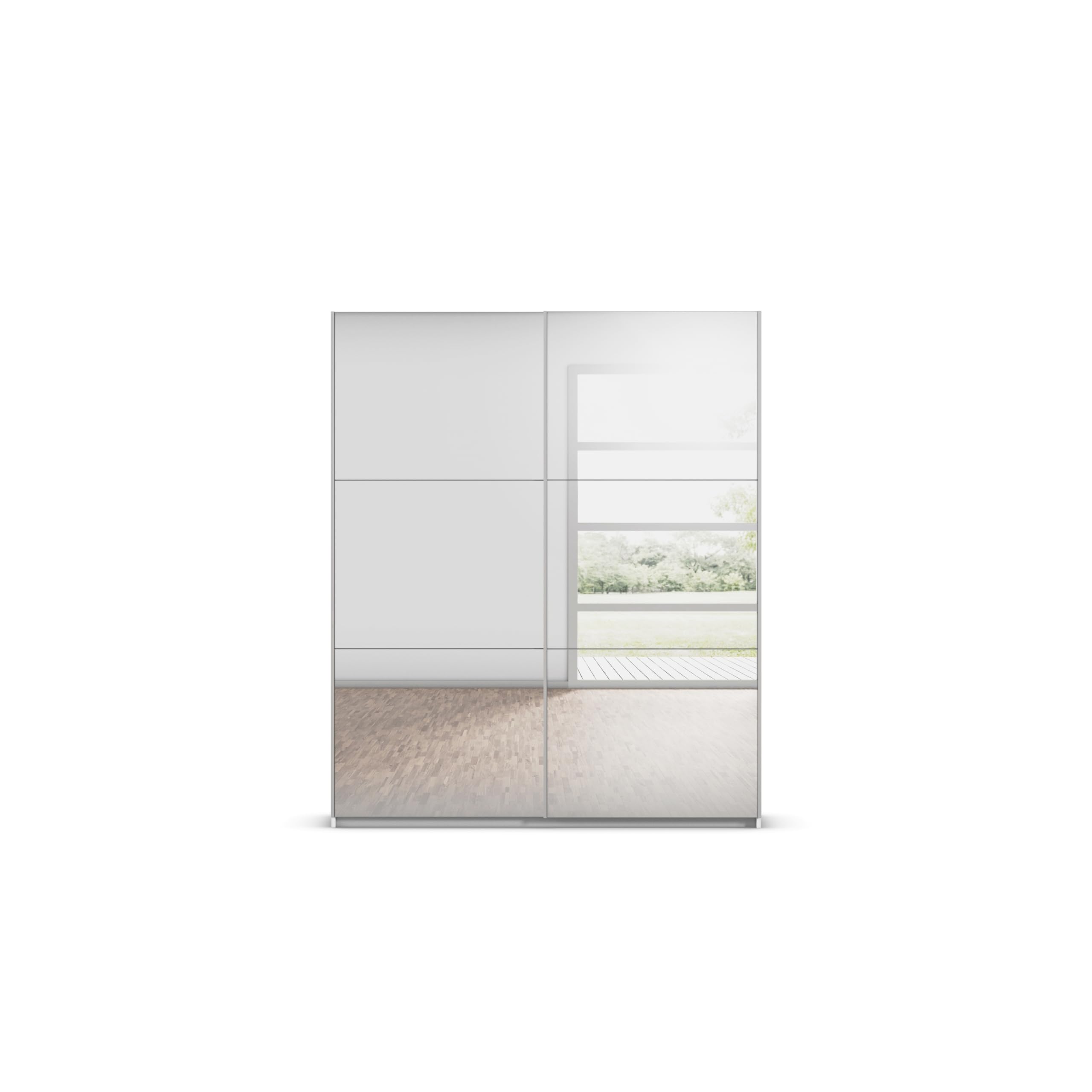 Rauch Möbel Reflect, Schwebetürenschrank, Farbe Weiß, Breite 175 cm | Kleiderschrank mit Schwebetüren, Schiebetüren, 2-türig, mit Spiegel, für Schlafzimmer, Jugendzimmer, Homeoffice, Garderobe