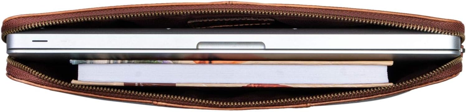 STILORD "Wilson" Leather Laptop Sleeve 13.3 Inch for MacBook Vintage Case Cover Organizer for 13 and 14 inch Tablet iPads Notebook A4 in Genuine Leather Colour:Kara - Image 5