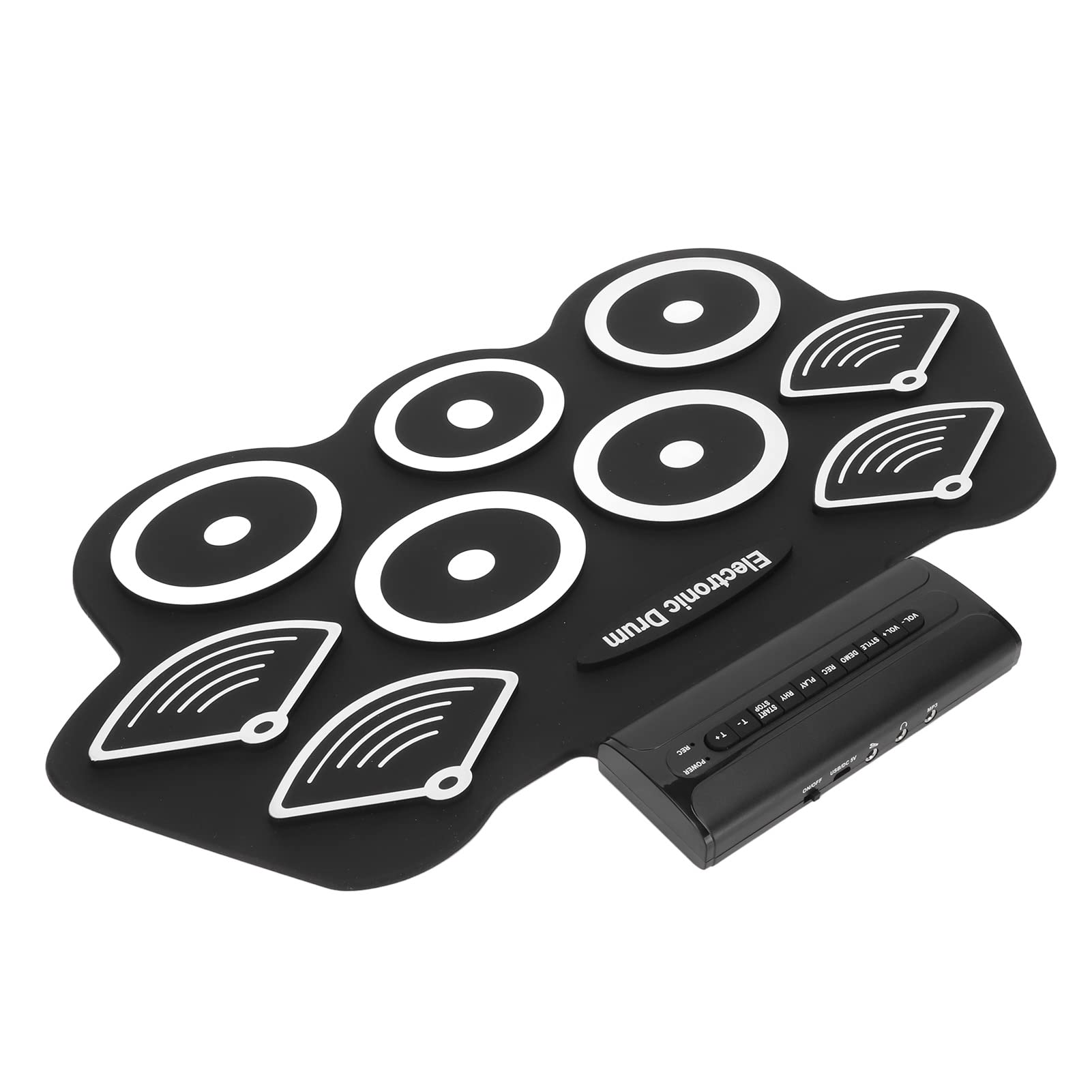 VBESTLIFE Juego de Batería Electrónica, 9 Almohadillas Enrollables, Batería Midi Portátil Recargable con Pedales, Sorpresa de Cumpleaños para Niños (Enchufe de la UE)
