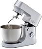 Kenwood Homebake Plus Kitchen Chef KHH01.120SI - خلاط قائم، عجن عجين، جهاز خلاط، 1400 واط، قادوس كبير من الفولاذ المقاوم للصدأ سعة 5 لتر، غطاء مضاد للرذاذ، 3 أجهزة داخل الغرفة