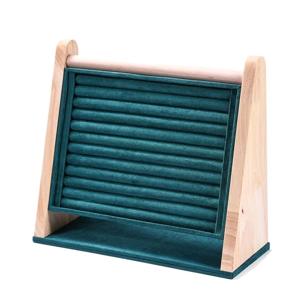 FAJNUZI2024 Jewellery Display Stand Wooden Jewelry Display Stand with Velvet Layer for Rings- Multiple Colors Available(Green)