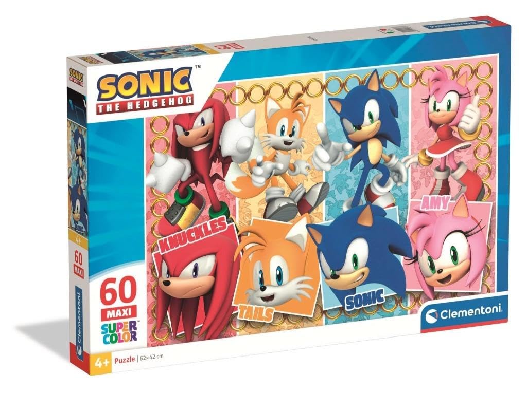 Clementoni Maxi Sonic 60 Piece Puzzle for Children 4-6 Years, Cartoon, Gift for Children, Made in Italy, 26073