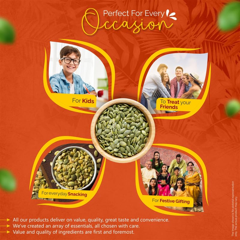 Image of GreenFinity Raw Pumpkin Seeds | Rich in Fiber, Protein and Antioxidants | Healthy Diet Snack Superfood Ideal for Immunity Booster, Cooking, Salads, Baking, Smoothies and Everyday Munching (250g)