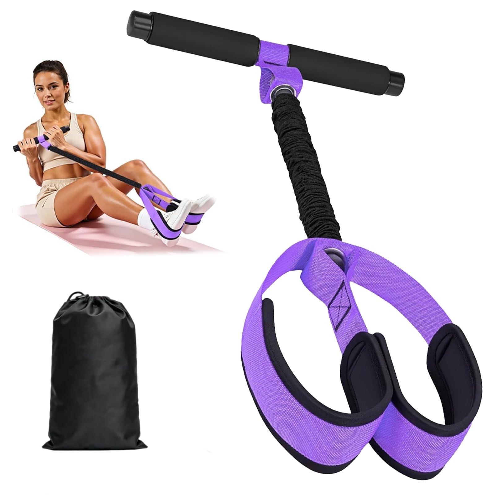Pedal Resistance Bands with Handle,Multifunction Pedal Resistance Band for Women Core Abs Leg Training Exercise Full Body Workout
