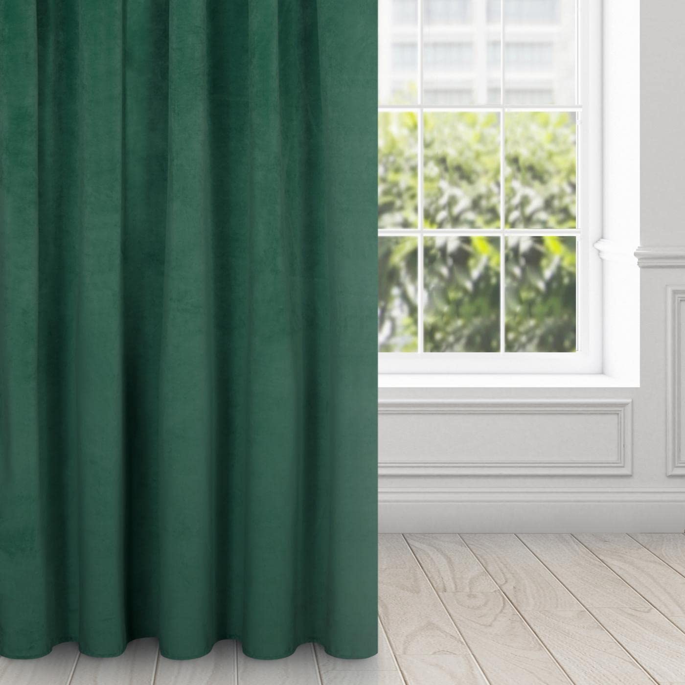 Eurofirany VILLA Tenda Oscurante Con Fettuccia Arricciatenda - Extra Lunga, Elegante, Tinta Unita per Soggiorno, Camera da Letto, Densità 290 g/m², 140x270 cm, Verde Scuro