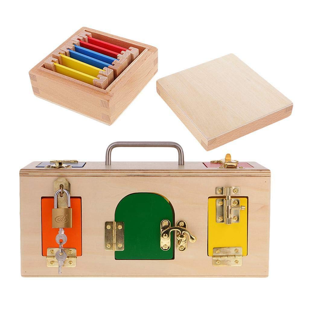 ELECTROPRIME Montessori Sensorial Toys - Locking Box+Color Box for Preschool Teaching Aid