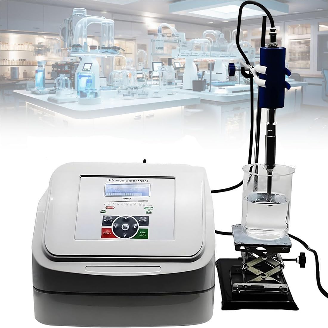 Ultraschall-Homogenisator, 800 W, Sonicator-Prozessor mit einstellbarer Höhe, 20 kHz Frequenz, geeignet für Laborständer/Handgebrauch, inklusive Halterung und 6-mm-Sonde