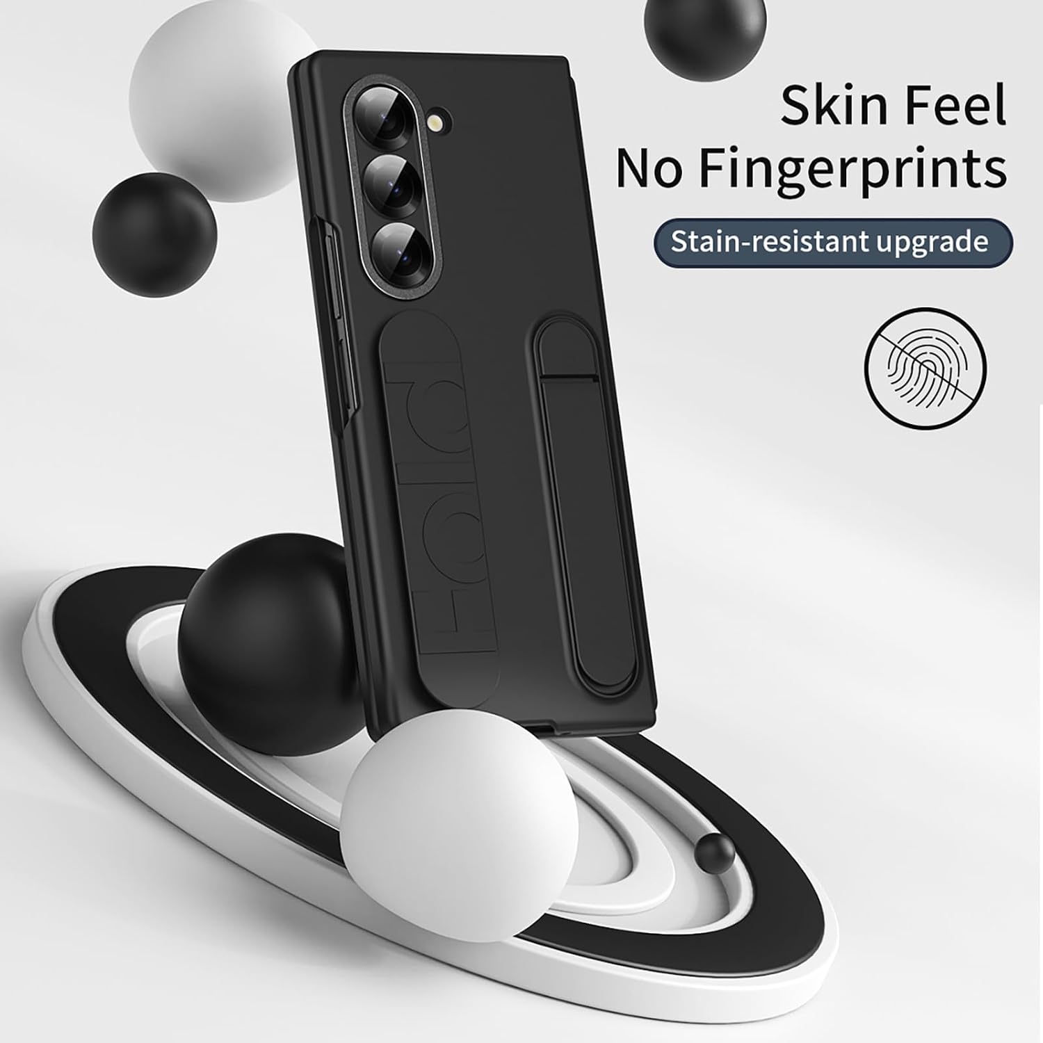 for Samsung Galaxy Z Fold 6 Case with Hand Strap & Kickstand [with Screen Protector] Stoßfest Protective Cover with Kickstand, for Samsung Z Fold 6 5G Phone Case with Secure Grip Black