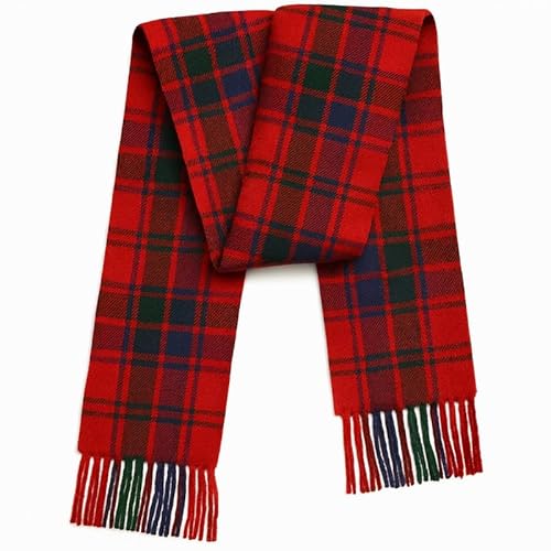 Braw Clans Tartans Unisex Robertson Red Tartan Scarves For Women And Men - 100% Pure Lambswool Tartan Scottish Lightweight Scarf 12X60 Inches, Christmas, Mothers Day Wedding Gifts