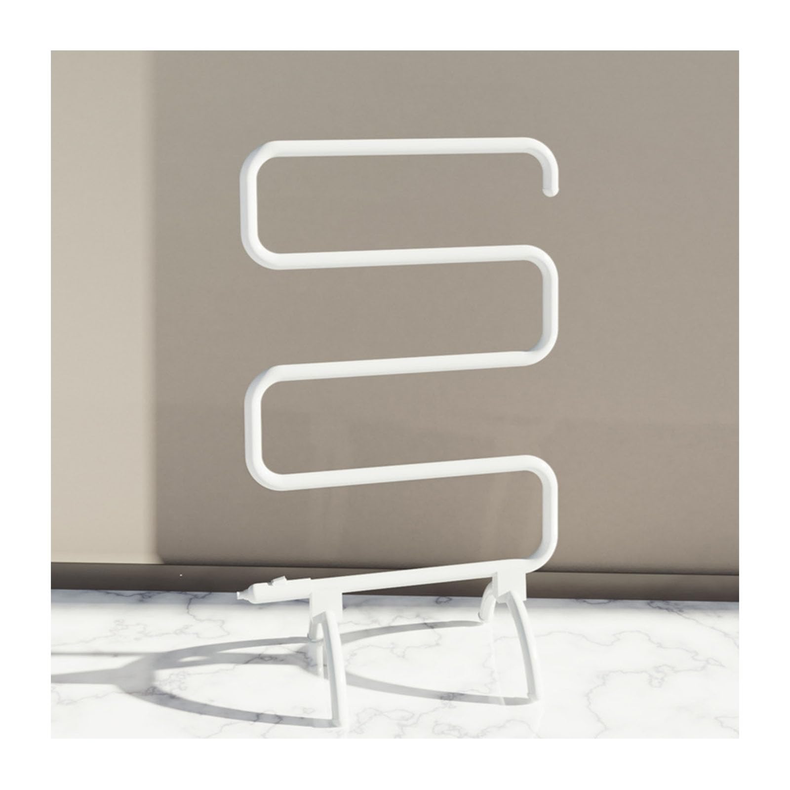 Sèche-Serviettes Électrique sur Pied, Porte-Serviettes Électrique 100W avec 5 Barres, Chauffe-Serviette Blanc Salle de Bain avec Thermostatique À Chaleur, Plug in