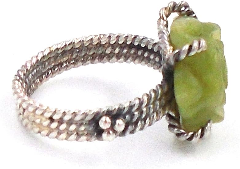 Connemara Irish Marble: Sterling Silver Rose Carved Ring (Size 7)