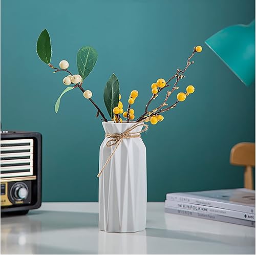 Miniatura 5 de Florero de cerámica blanca para decoración moderna del hogar, apto para vestíbulo, sala de estar, chimenea, dormitorio, cocina, regalo decente, 8.27