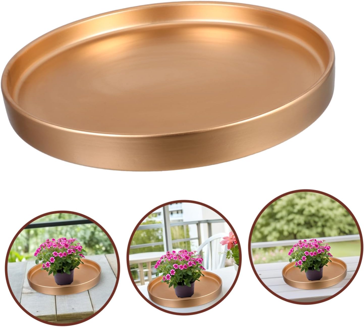 Gold Ceramic Plant Pot Saucer Round Tray for Flower Pots Efficient Water Collection Drainage Decor