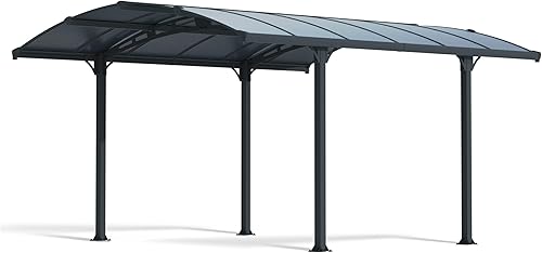 Miniatura 1 de Palram - Cenador Canopia Tuscon de 12 x 14 toldo para patio al aire libre con marco de metal de aluminio gris y techo de policarbonato bronce,