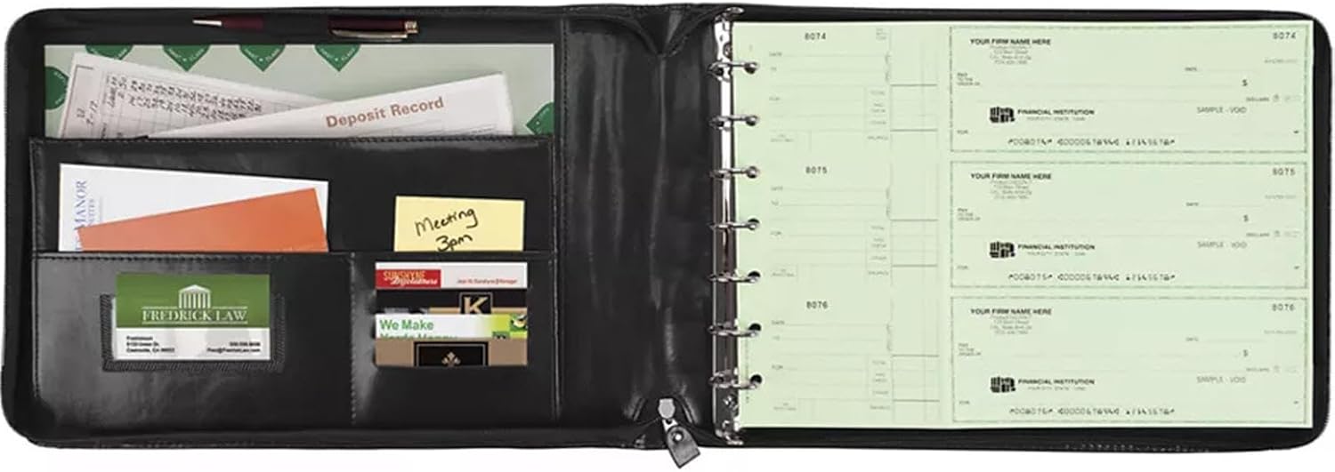EGP Business Size Controller Check Portfolio, 7 Ring, Size: 15 x 10 1/4, Color is Black