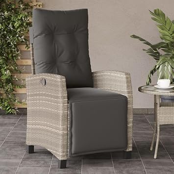 Festnight Garden Chair with Footrest Garden Chair High-Backed Chair Adjustable Garden Sofa Rattan Chair Garden Furniture Rattan Furniture Balcony Deck Chair Garden Rattan Chair Recliner