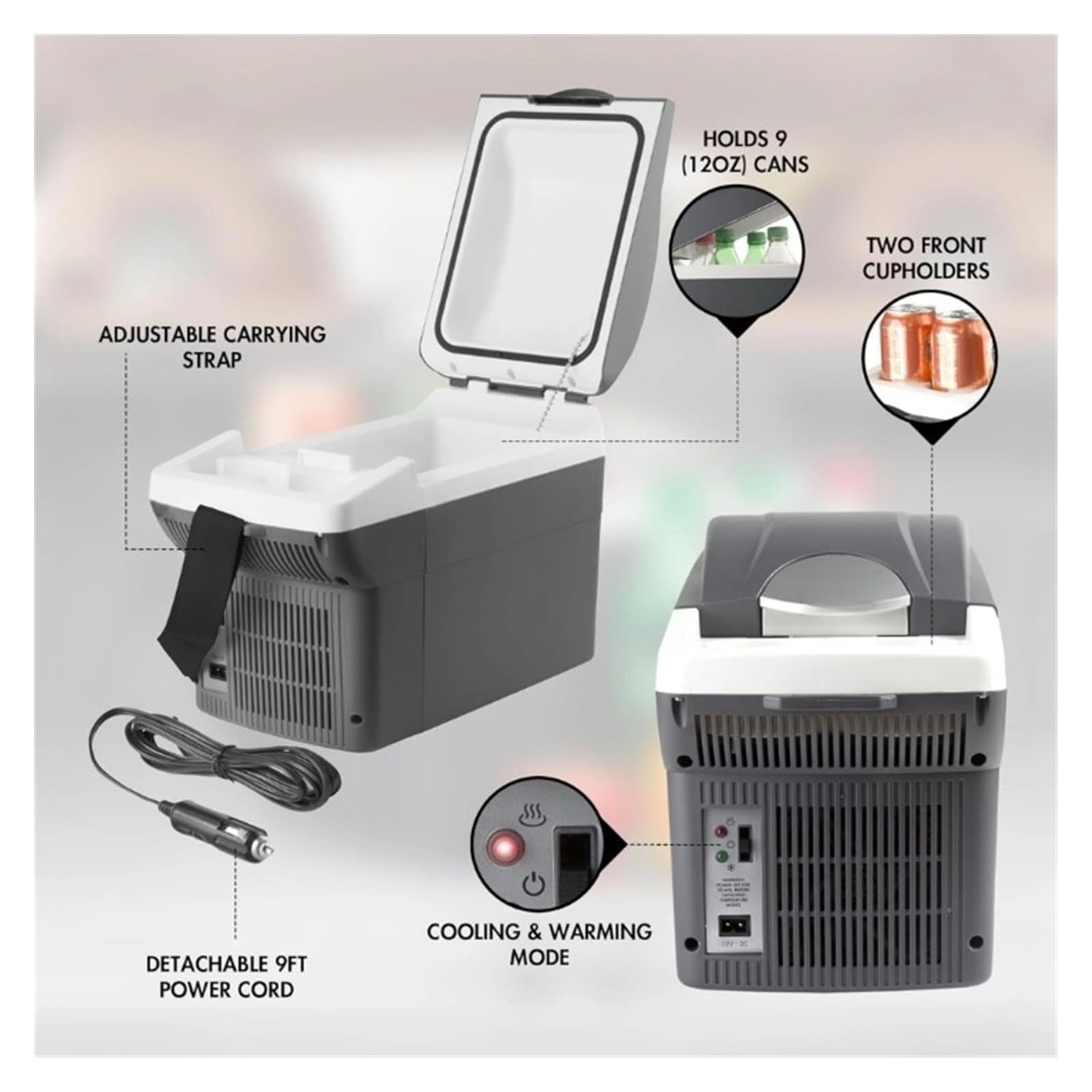 Refrigerador termoeléctrico Personal de 12 V y 6 Cuartos de galón, Capacidad de 6 litros, portátil, con 12/24 V CC, pequeño for Coche y Caravana.