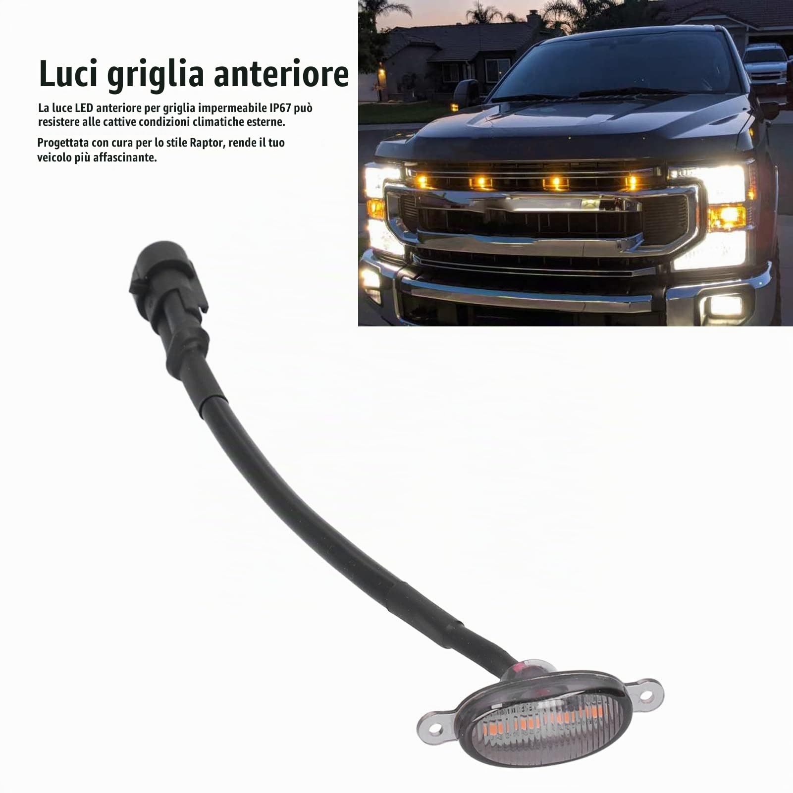 Luci della Griglia Anteriore, Universali per Luci a LED della Griglia Anteriore Stile Raptor Illuminazione Ambra per Camioncino SUV Fuoristrada