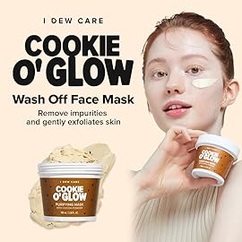 I DEW CARE Wash Off Face Mask - Cookie O\' Glow | Hydrating and Purifying for Dry Skin with Cocoa Seed Butter, Korean Facial Mask Skin Care, Stocking Stuffers, Cute Stuff, 3.38 Oz