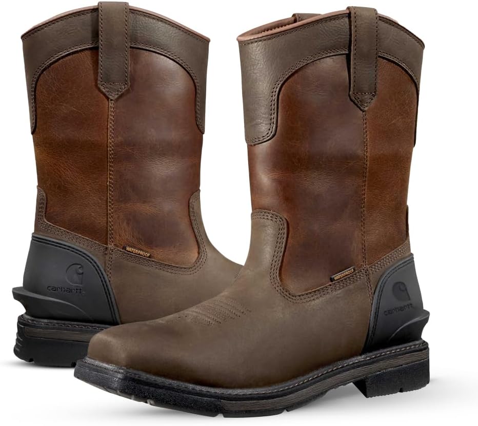 Carhartt Men's Montana 11" Wellington Work Boots – Waterproof & Water-Resistant, Steel Toe & Soft Toe, Pull-On Square Toe