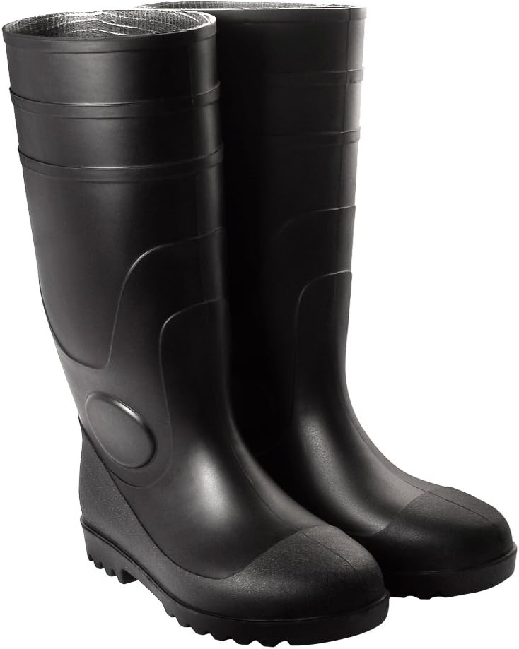 Adult Men's Antiskid Rubber Sole Waterproof Work Shoes Rain Boots, Black