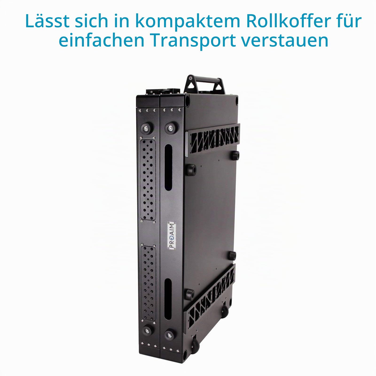 PROAIM Victor V1.1 42" Videoproduktions-Kameratrolley. Fahrzeugbelastbarkeit bis 200 kg/440,9 lb - höhenverstellbar und mit Rad. Mit Feststellfunktion an der Drehachse (VCTR-V1-42) | CNC Aluminium und Edelstahl; Luftreifen 9" Räder, 22" Lenkstange, integr