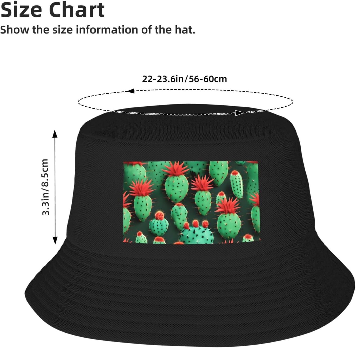 Many Small Cactus Art Print Men Women Sun Hats for Wide Brim Uv Protection Fishing Hiking Outdoor Hats Black