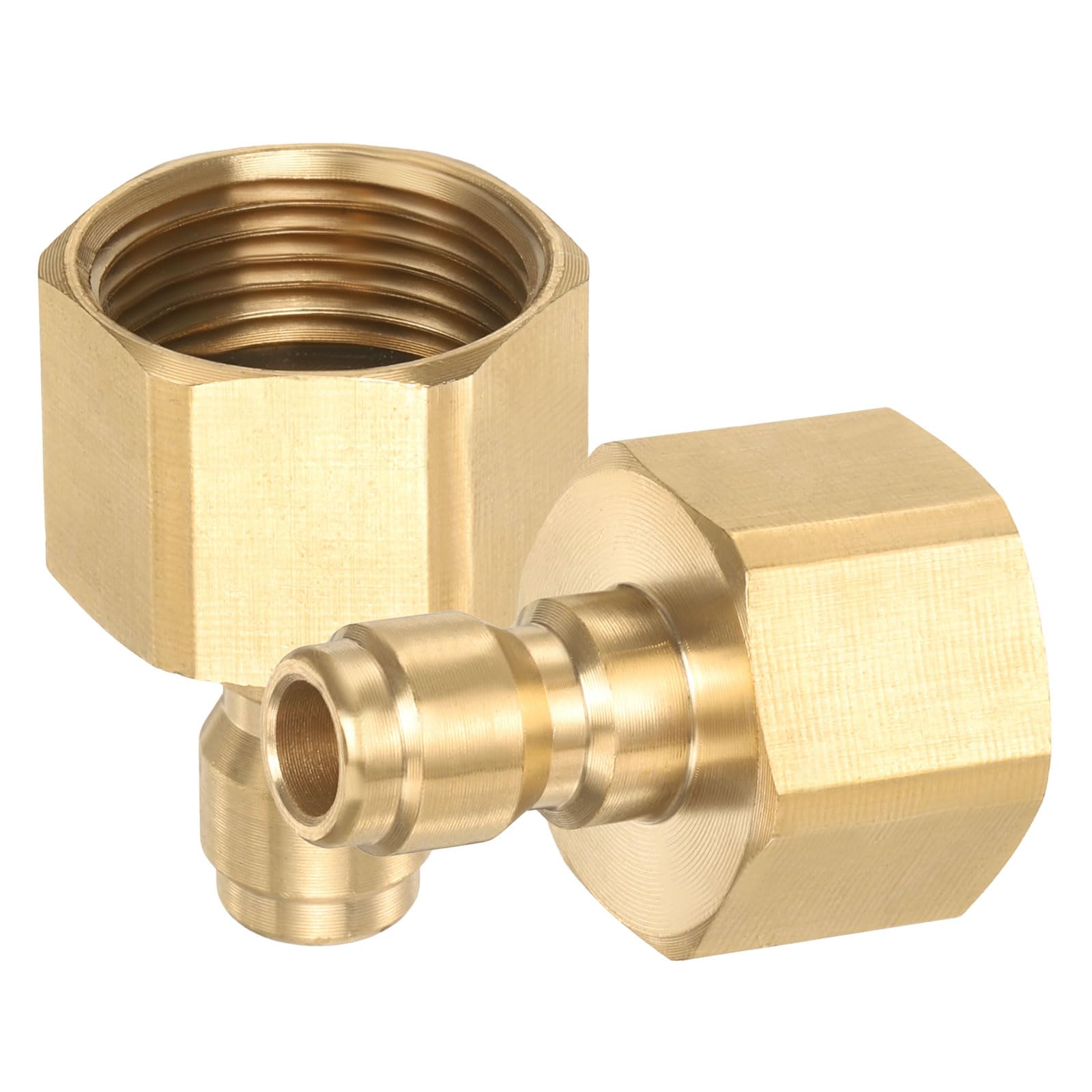 sourcing map 2Pcs Pressure Washer Adapter, 1/4" Male Quick Plug to M22 Female Quick Connect Fittings Brass Swivel Adapter for Pressure Power Washers Hose