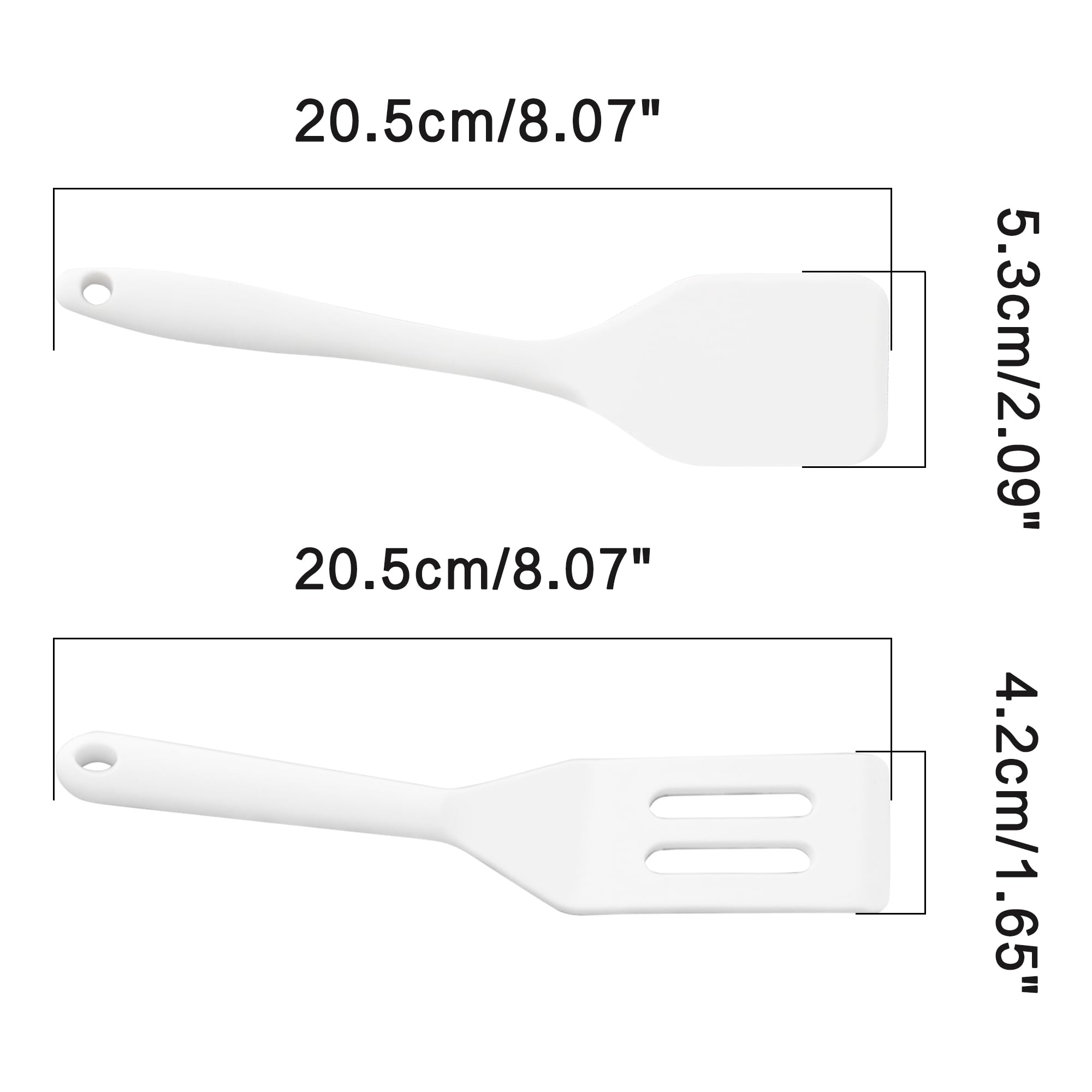 2 mini espátulas de silicona, espátula ranurada de silicona antiadherente, resistente al calor, para cocinar, color blanco