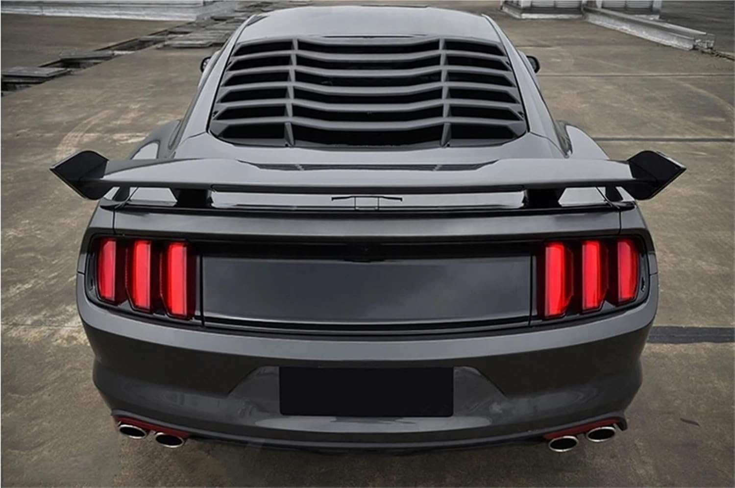 Car Rear Window Decorative Louver Air Outlet Diffuser Shutter Grill Cover Compatible With Ford Mustang 2015-2021(ABS Gloss Black)