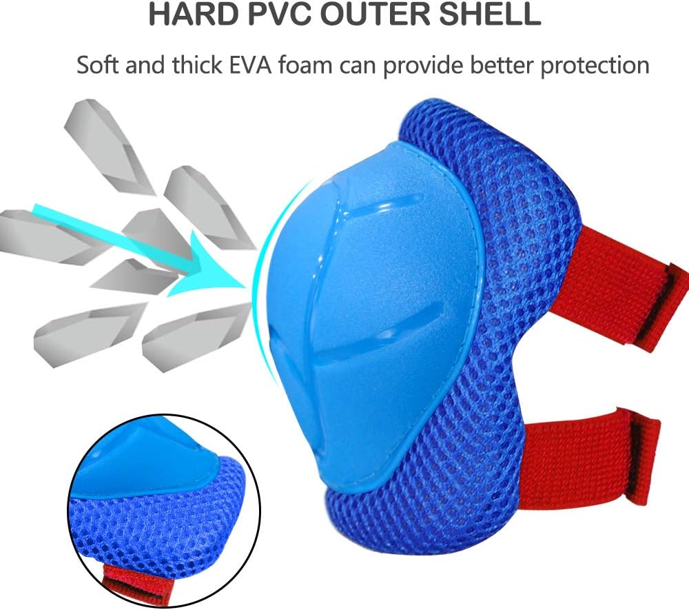 CRZKO Kids/Teenagers Protective Gear, Knee Pads and Elbow Pads 6 in 1 Set with Wrist Guard and Adjustable Strap for Rollerblading Skateboard Cycling Skating Bike Scooter : Sports & Outdoors