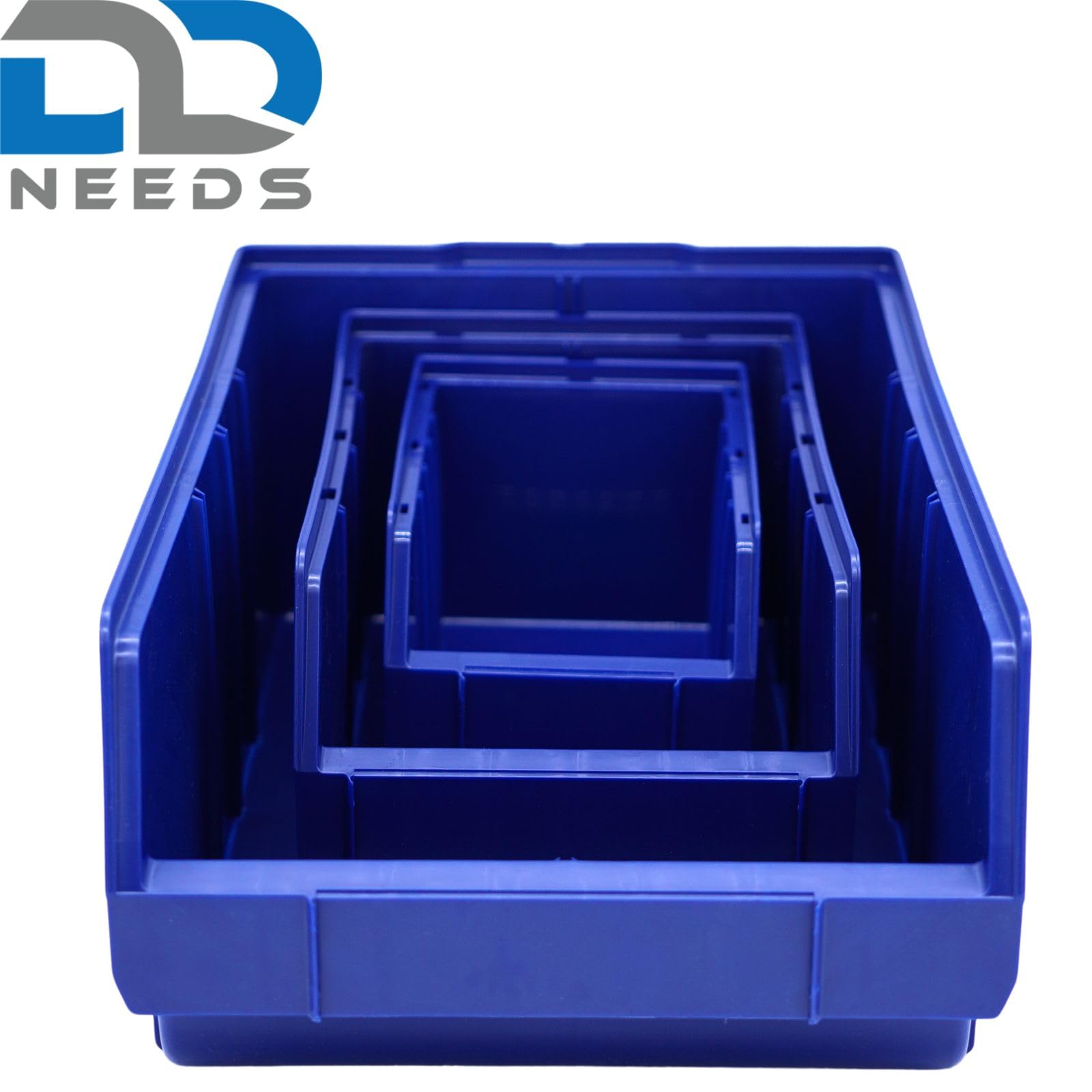 D2D | 10 Stück Sichtbox Größe (L/B/H): 335 x 209 x 152 mm, Polypropylen (PP) - B02 - Farbe: Blau - Stapelbares Schubfach Lagerbox