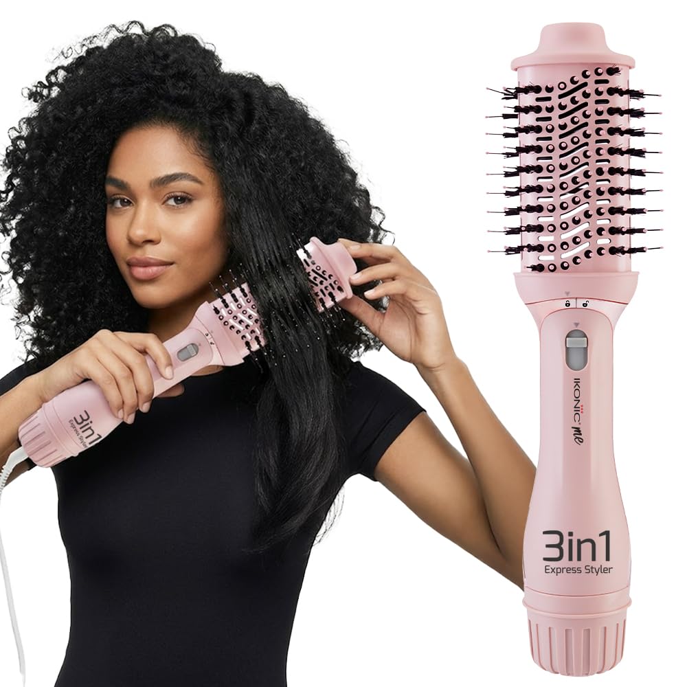 Ikonic 3-in-1 Express Styler Hot Air Brush| 1.5-inch Barrel | Hair Dryer Hair Straightener Volumizer Blow Dryer Styling Tool,1200 Watt, Pink for women-image-24