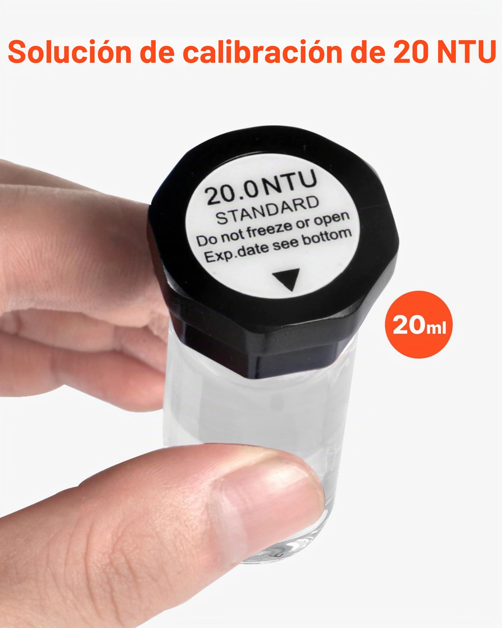 VEVOR Kit Completo de Solución de Calibración de Turbidez, 20/100/400/800 NTU, 20 ml Cada Uno, 4 uds, para Turbidímetro TN2000, Inserto Protector a Prueba de Golpes, Diseño de Botella Sellada