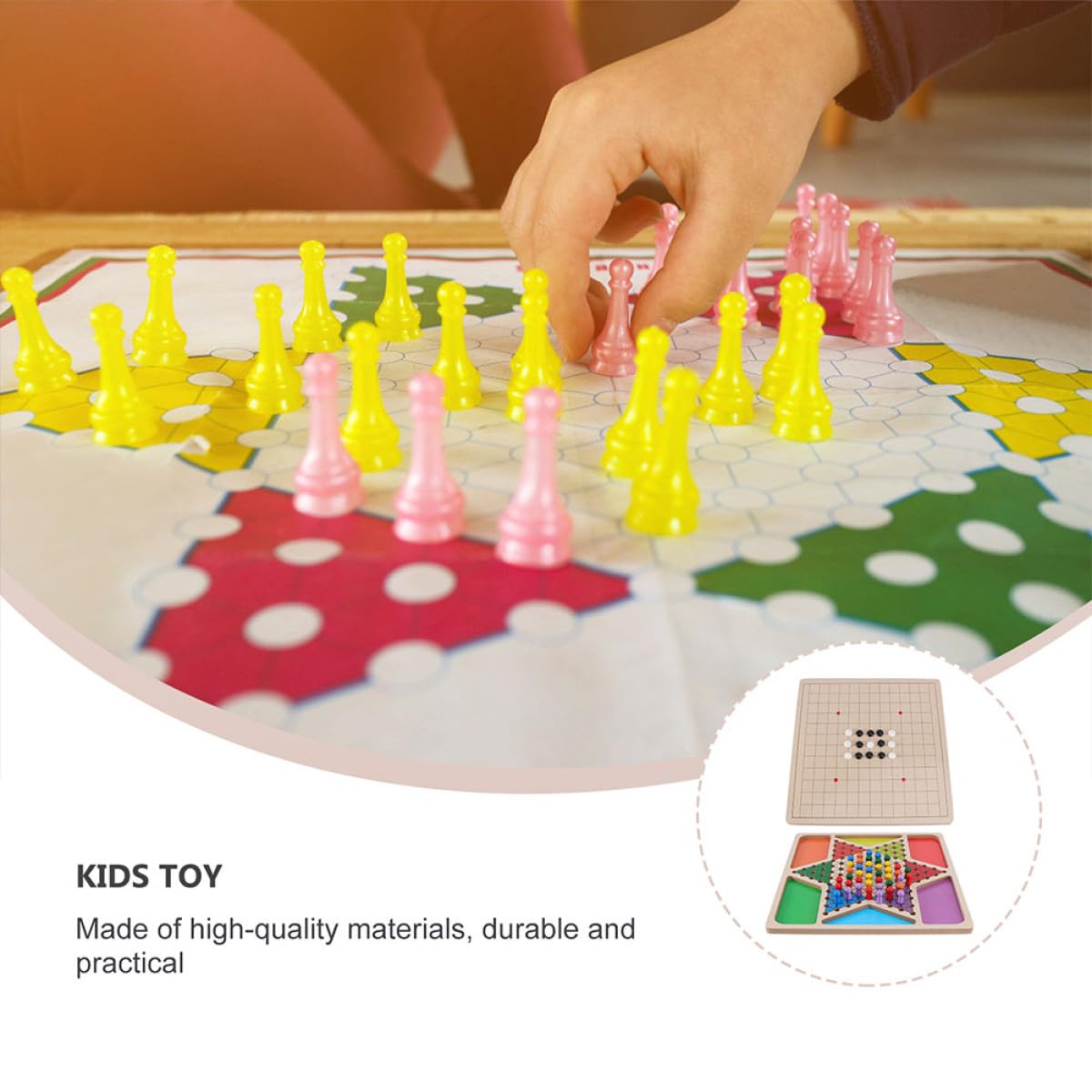 Giocattolo Dama e Cinque in Sequenza in Legno, Due Giochi per Bambini