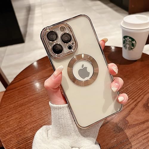 Miniatura 2 de Funda para iPhone 12 Pro con protector de lente de cámara, vista de logotipo para mujeres y hombres, chapado suave, transparente, delgada,