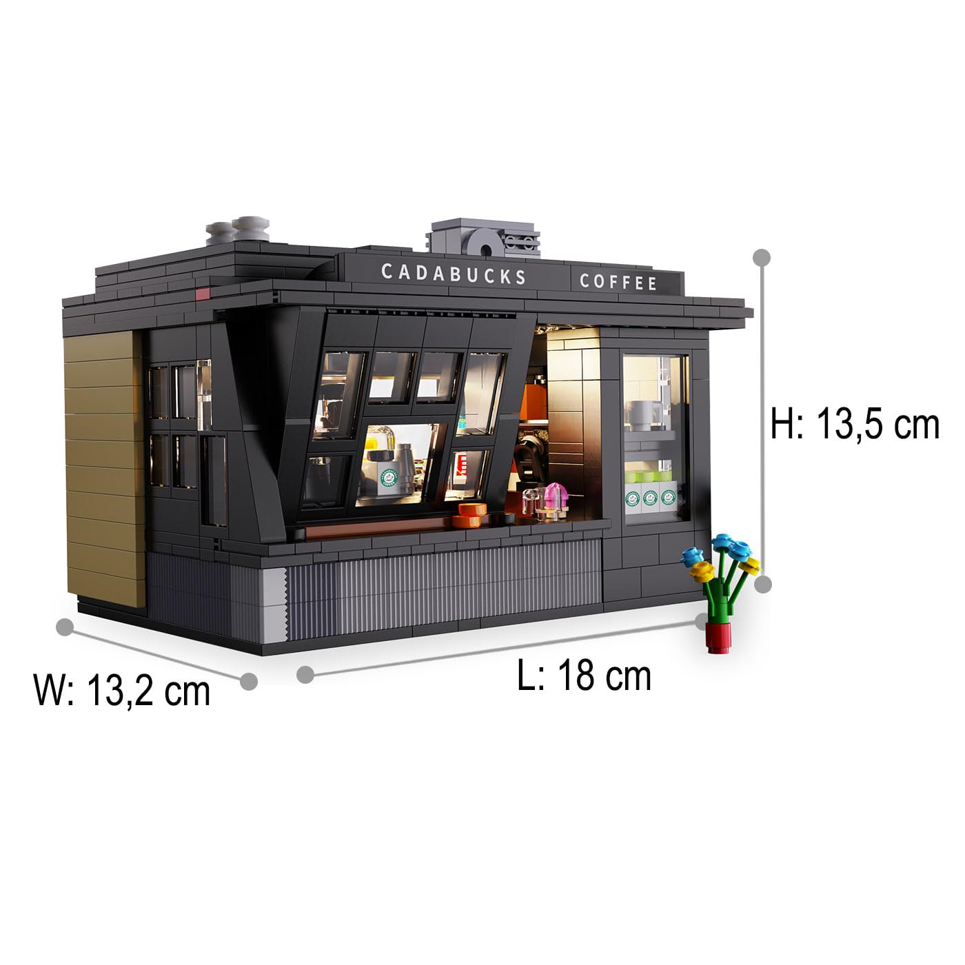 JAMARA 402884 CADA Coffee House Bricks – dai 14 anni in su, tecnica per ragazzi e ragazze, idea regalo, set di mattoncini a morsetto, kit con luce LED, design curato nei dettagli